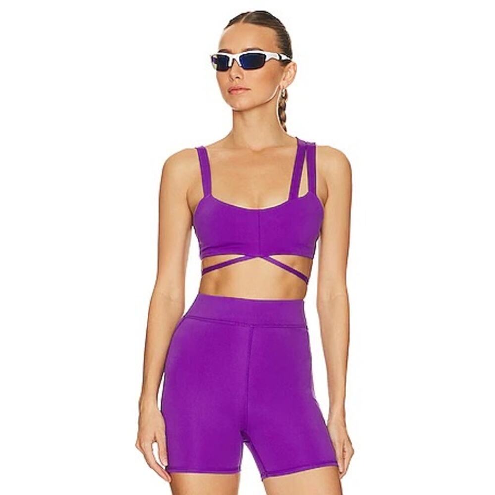 New Revolve NWT Camila Coelho Purple Cut Out Marcia Sports Bra Size XXS